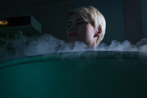 Young woman doing Cryotherapy to lose weight